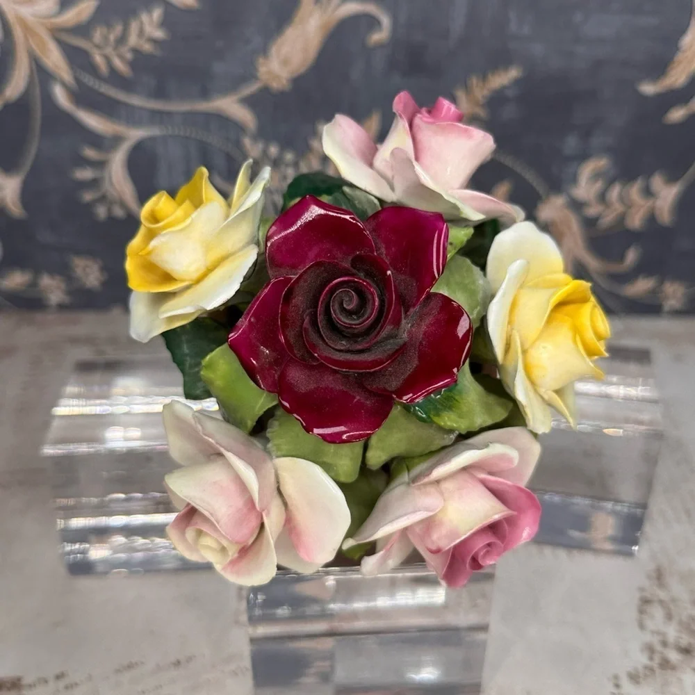 Vintage Staffordshire Bone China Floral Arrangement England Hand Painted